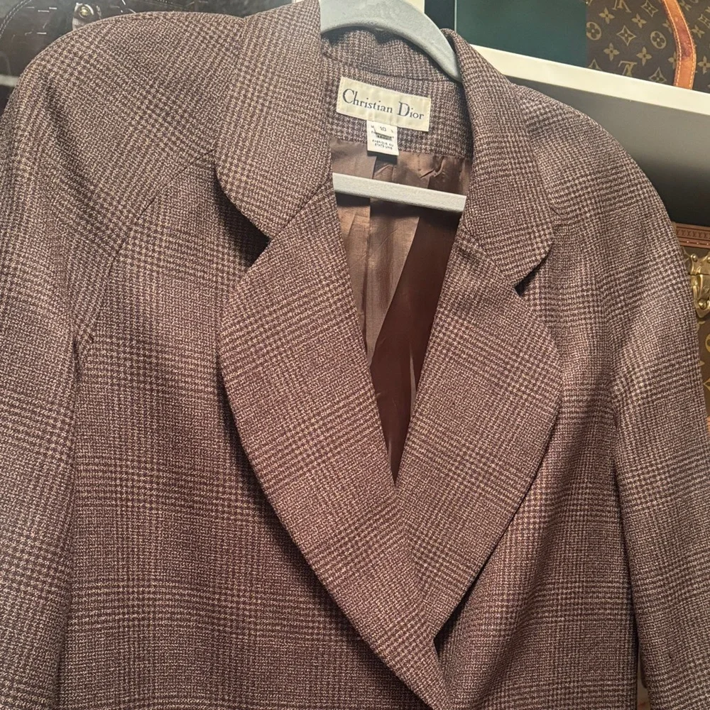 Dior Brown Checkered Women's Blazer